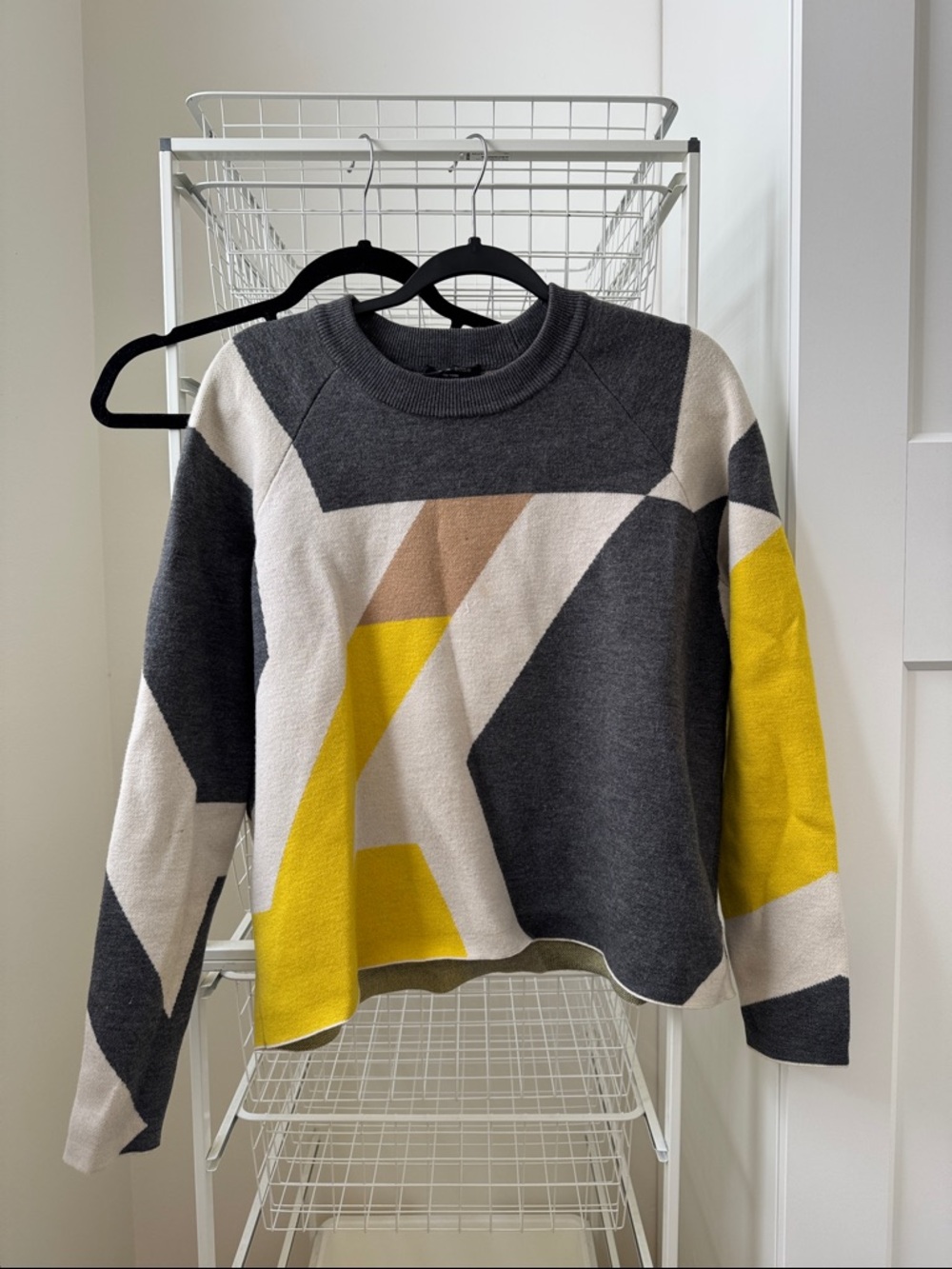 rag & bone Geometric Colorblock Sweater — Charcoal, Yellow, Cream, Tan